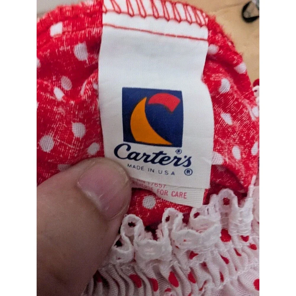 Vintage Carter's Baby Girls Bubble Romper Size 18 Months Red W/ White Polka Dots